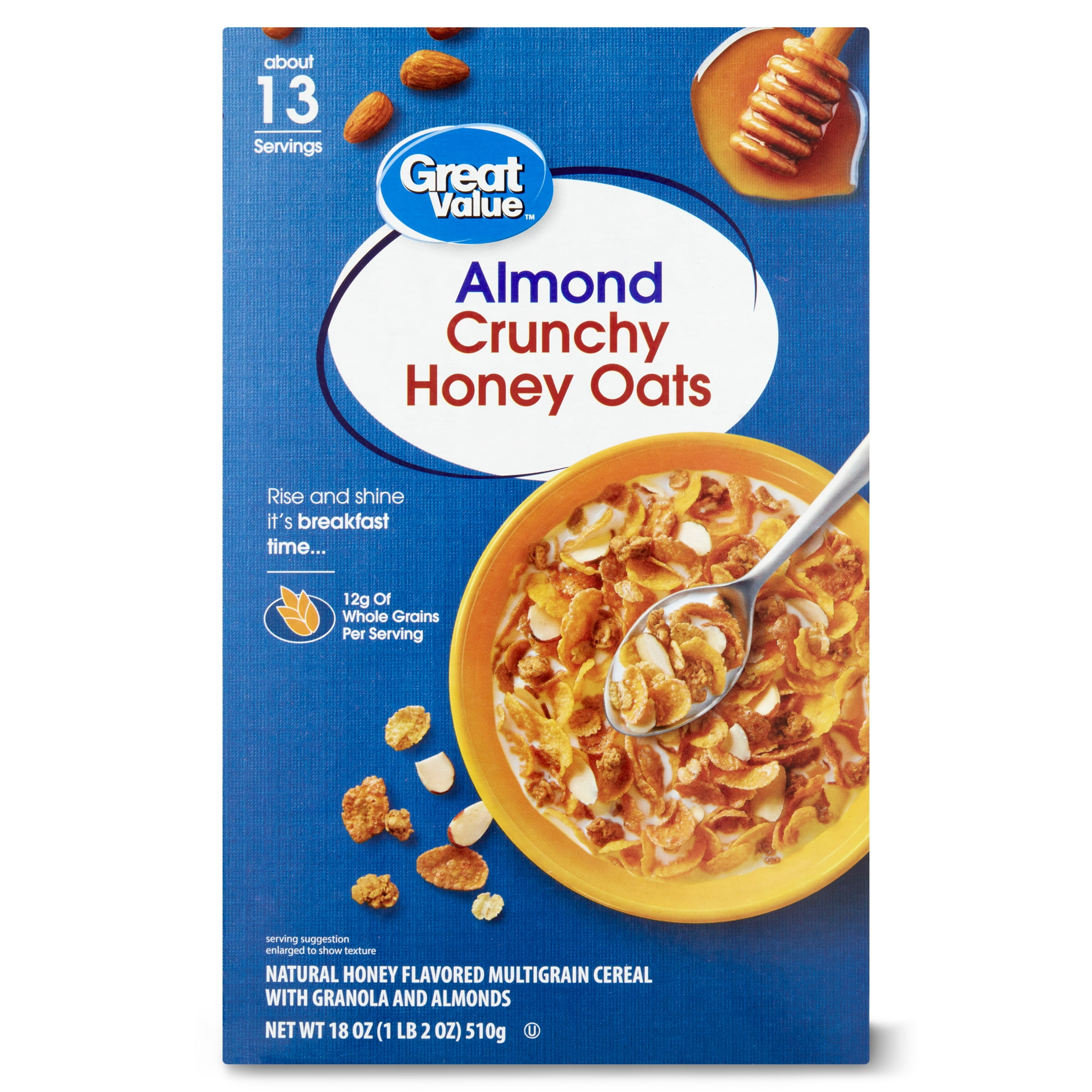 Great Value Almond Crunchy Honey Oats Cereal, 18 oz