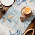 thumbnail image 3 of Blue Turtle Coastal Table Runner 90 Inches, Beach Coral Nautical Starfish Sea Eucalyptus Vintage Bed Runner Dresser Scarves Tabletop for Indoor Outdoor Parties/Ceremony/Banquet, 13" x 90", 3 of 9