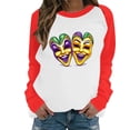thumbnail image 2 of Xuyuer Mardi Gras Shirts for Women Shirt Funny Mask Graphic Tee Carnival Long Sleeve Shirt V Neck Top, 2 of 6