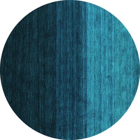 Ahgly Company Indoor Round Abstract Turquoise Blue Contemporary Area Rugs, 3' Round