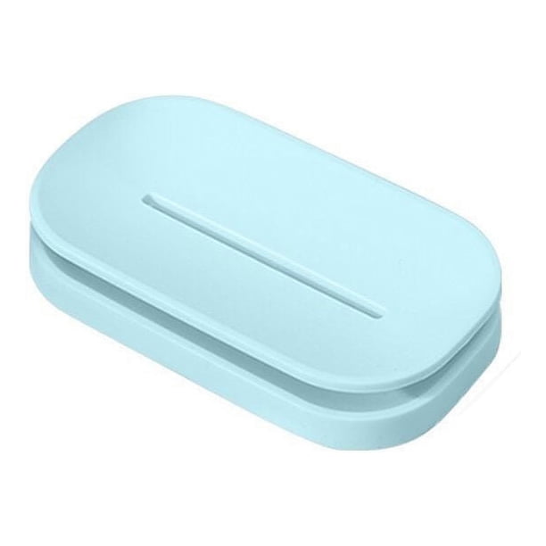 Caja de saponia de asfalto de doble capa (azul), caja de saponia de una sola mano, bandeja de entrada, jabonera creativa para baño, caja de jabón corporal pequeña, 1 ud. JM MX-0140857FYD
