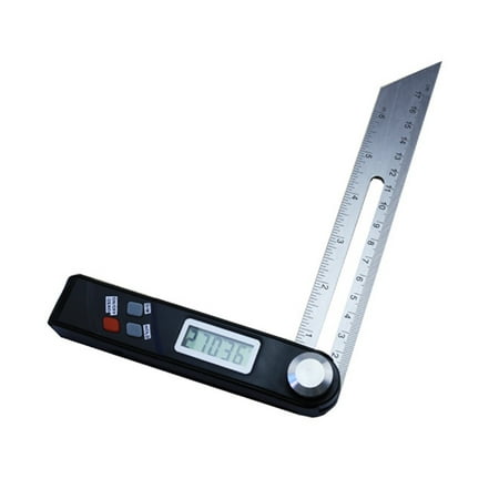 

QUSENLON Multifunctional 17cm/6.69inch Digital Display Square Woodworking Measuring Ruler Plastic + Stainless Steel Protractors