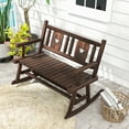 thumbnail image 4 of Gymax 2PCS Carbonized Wood Rocking Bench Double Rocking Chair for 2 Persons w/ Wide Curved Seat, 4 of 10