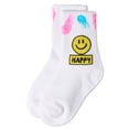 thumbnail image 3 of MeMoi Girls "Happy Face" Cotton Blend Crew Sock with Splatter Paint Graphics - Girls - Female, 10, Neon Blue, 3 of 4