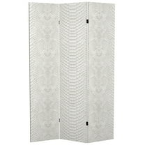 Oriental Furniture 6 ft. Tall White Snake Print Canvas Room Divider - 3 Panel