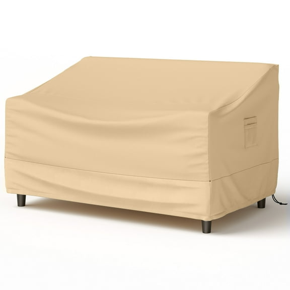 Patiojoy Patio Loveseat Cover, 2-Seater Waterproof Outdoor Deep Sofa Cover with Padded Handle & Click-Close Straps