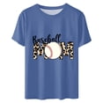 thumbnail image 3 of Tmtolofot Baseball Mom Sweatshirt For Women Fashion Print Tops Round Neck Short Sleeve T-Shirt Female Casual Loose Tops Ladies 2024 Summer Cute Pullover T-Shirt,3_Blue,Large, 3 of 3