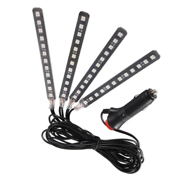 Lumière Intérieure de Voiture de Senyar, 12v 4x 12SMD Intérieur de Voiture RGB A Mené des Lumières de Bande à Distance de Lumière de Pied