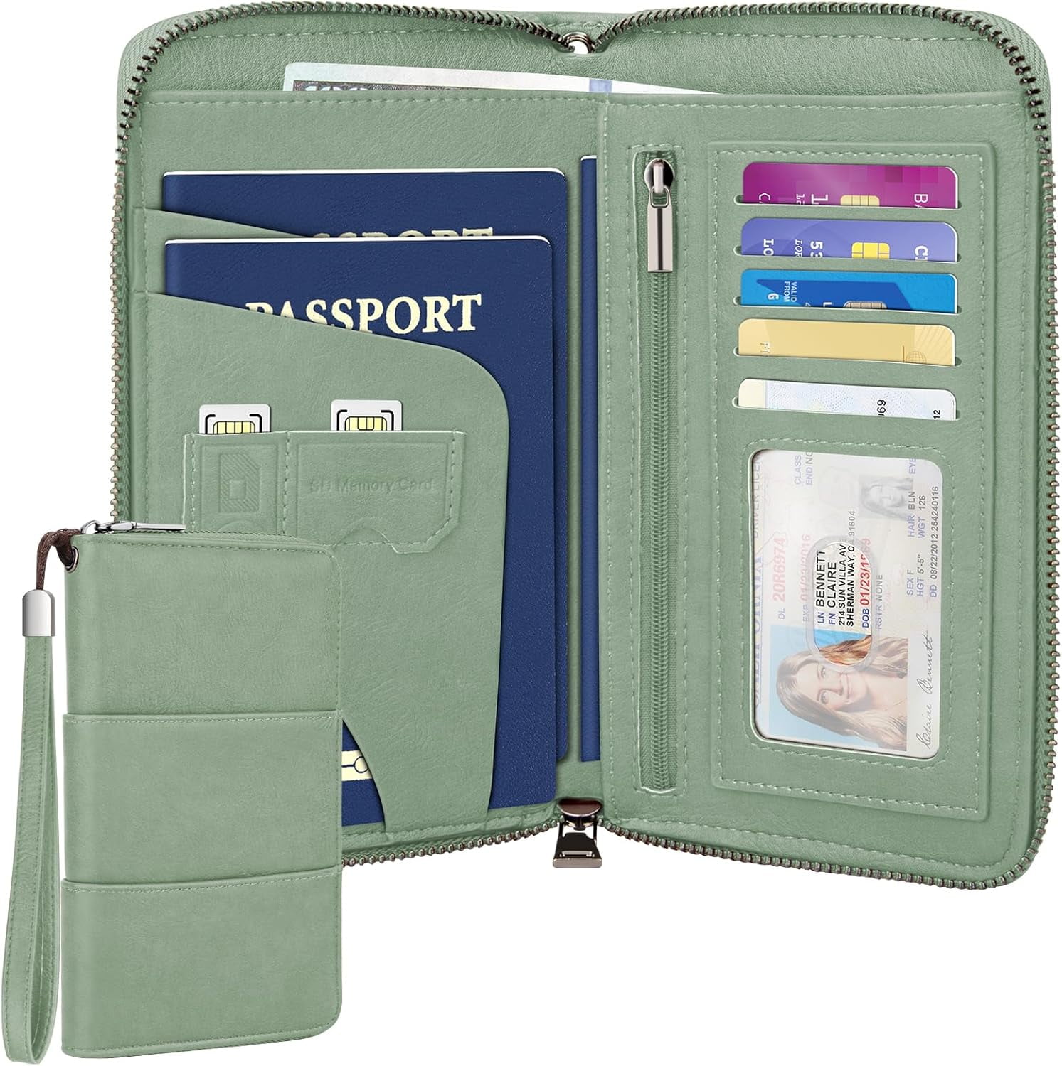 Leather Travel Wallet & Passport Holder holds 4 Passports Credit Cards ID  Travel Document Holder - Walmart.com