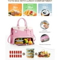 thumbnail image 2 of 2 in 1 Lunch Tote Bag for Women Laptop Work Bag with Lunch Insulated Compartment and Purse Combo, 15.6 Inch Computer Crossbody bag Waterproof PU Leather Shoulder Bag for Daily, Office, Picnic, 2 of 8