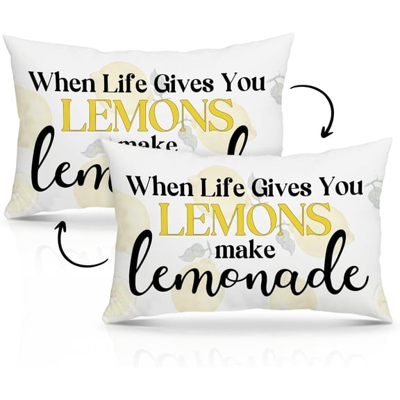 Lemon Summer Throw Pillow Cover 12x20, Inspirational Motivational Gift for Women Men Pillowcase for Bed Couch Chair Sofa, New Home Living Room Dining Room Coffee Bar Decor Cushion Cover -26