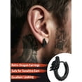 thumbnail image 3 of FaithHeart Dragon Earrings for Men Black Stainless Steel Punk Rock Biker Hoop Earrings Black Round Huggie Stud Earrings Jewelry Gift for Son Brother Christmas Birthday, 3 of 11