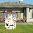 thumbnail image 3 of AMHNF Welcome Dragonfly Wisteria Linen Garden Flag for Spring Summer Home Outdoor Garden Yard Door Decor 12x18 inch, 3 of 5