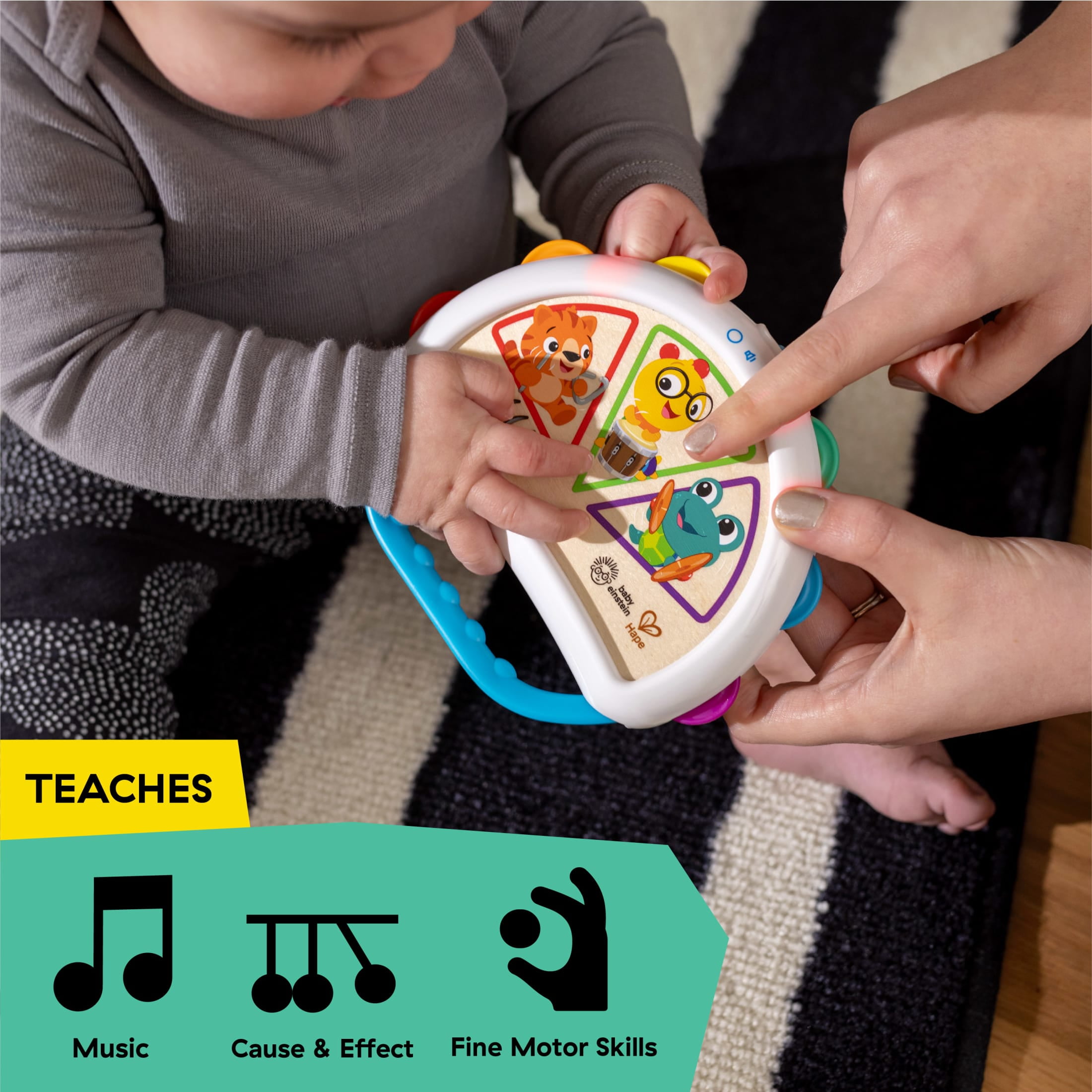 Baby Einstein + Hape Tap & Shake Tambourine, Ages 6+ Months