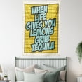 thumbnail image 4 of Tequila Tapestry, Funny Quote Retro Design When Life Gives You Lemons Grab Tequila, Wall Hanging for Bedroom Living Room Dorm Decor, 60"W X 80"L, Mustard Seafoam Charcoal Grey, by Ambesonne, 4 of 5