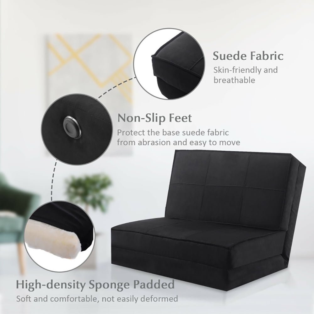 Finihen Convertible Sleeper Bed, Folding Sleeper Chair Sofa Bed, Convertible Lounger Folding Sofa Sleeper Bed, for Living Room, Bedroom, Apartment, Black Finihen Convertible Sleeper Bed, Folding Sleeper Chair Sofa Bed, Convertible Lounger Folding Sofa Sleeper Bed, for Living Room, Bedroom, Apartment, Black
