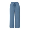 thumbnail image 5 of Hilenly Womens Cotton Palazzo Pants Drawstring Elastic Waist Casual Wide Leg Trousers Summer Beach Lounge Pants with Pockets, 5 of 7