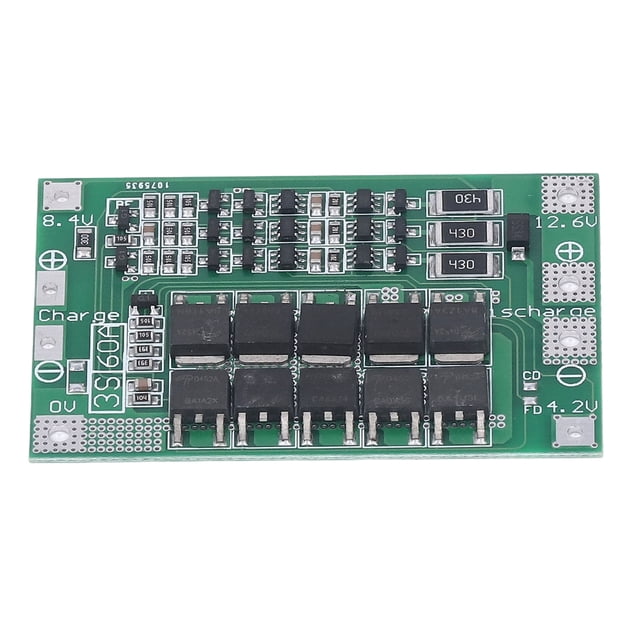 Placa de protección de batería, módulo de carga y descarga de equilibrio, 3S, 60 A, 12,6 V, BMS para batería de litio