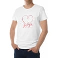 thumbnail image 1 of Camisetas para hombre, camiseta de algodón con cuello redondo y corazones "Love You Heart", manga corta para hombre, San Valentín, con rayas rojas y corazones., 1 of 8