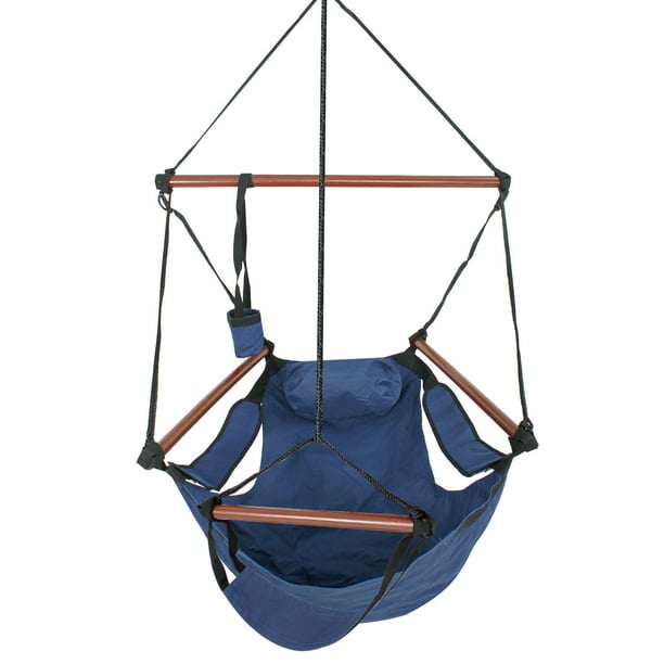 Zeny Cotton Hammock Hanging Chair Porch Swing Outdoor Chairs Lounge Camp Seat Blue - Walmart.com ...
