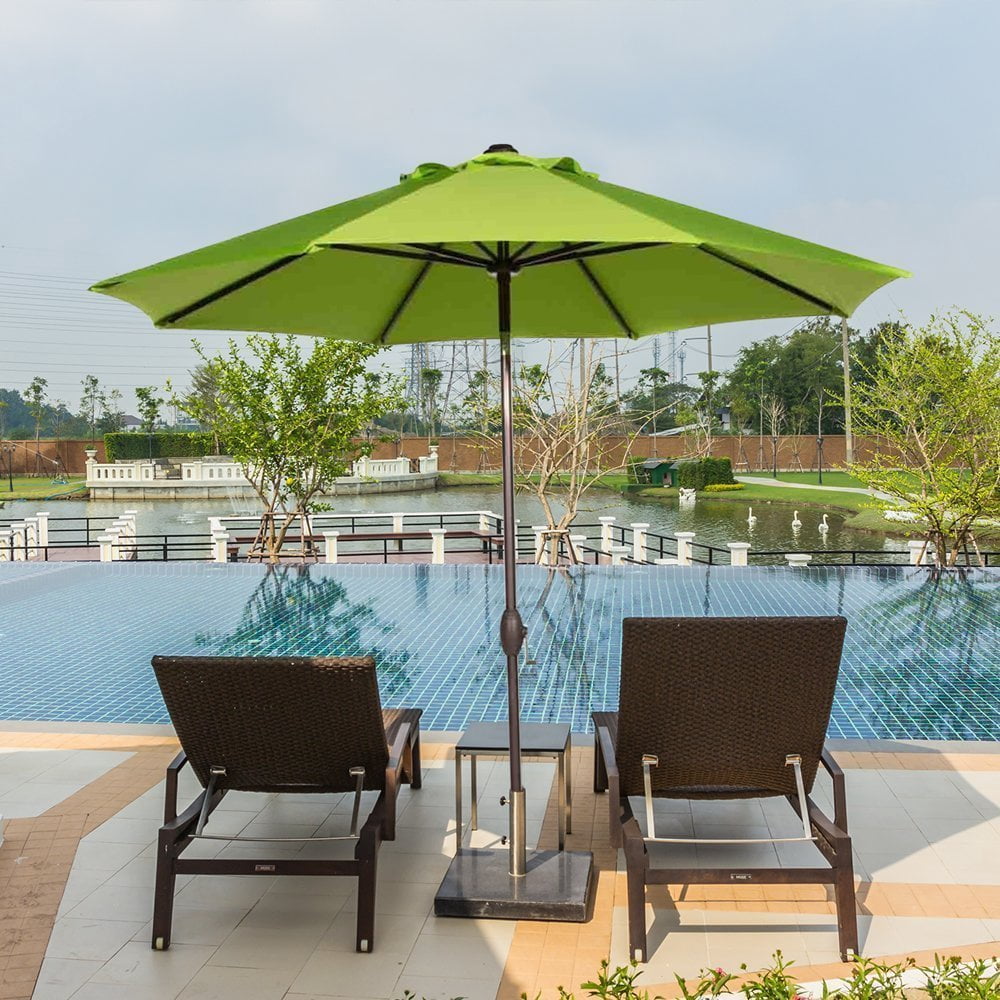 Abba Patio 9 Sunbrella Fabric Patio Umbrella Outdoor Market Umbrella With Auto Tilt And Crank Lime Green Walmart Com Walmart Com