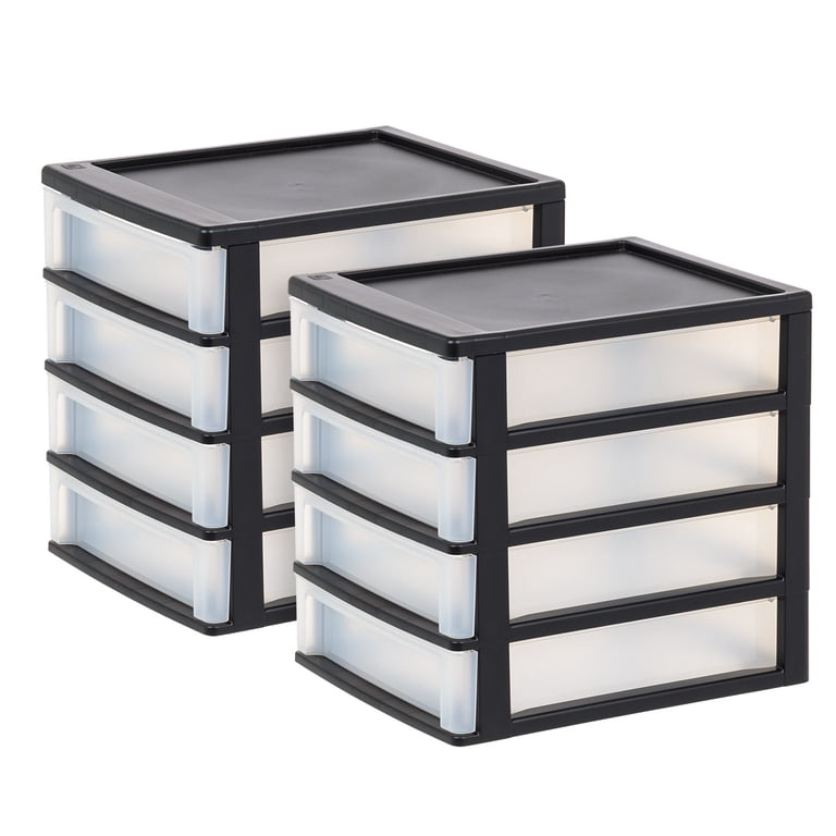IRIS USA 4-Drawer Desktop Organizer, Compact, Black-Clear, Set of 2 photo 1