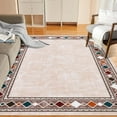 thumbnail image 2 of Living Room Rug 8x10 Washable Rugs Soft Bedroom Rug Farmhouse Large Area Rug Non Slip Throw Rugs Vintage Low Pile Non Shedding Stain Resistant Carpet for Dining Room Classroom 8'x10' Beige, 2 of 8