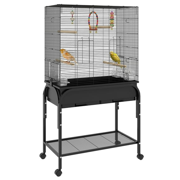 PawHut Bird Cage for Budgies Canaries Finches Parakeets with Stand, Toys
