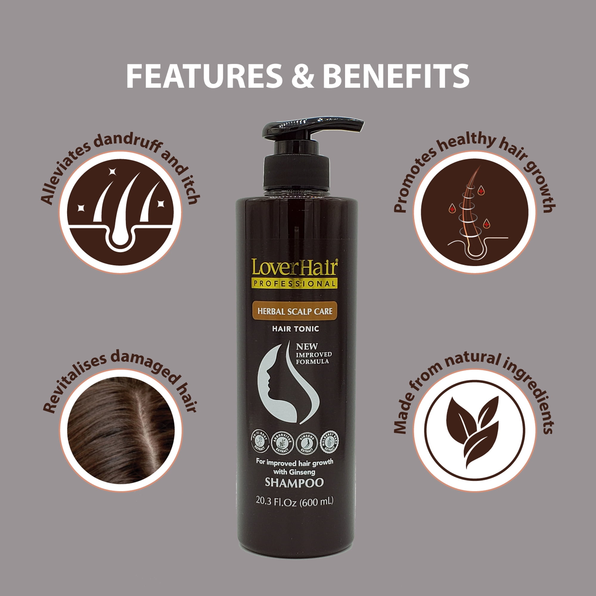(2 pack) LoverHair Professional HERBAL Scalp Care 20.3 oz (600ml) - Shampoo
