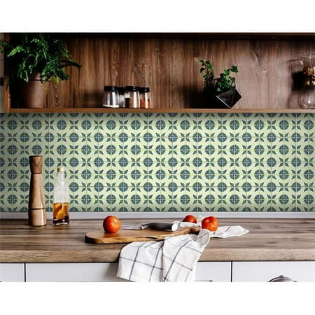HomeRoots 400196 5 x 5 in. Aegean Orb Green Removable Peel & Stick Tiles
