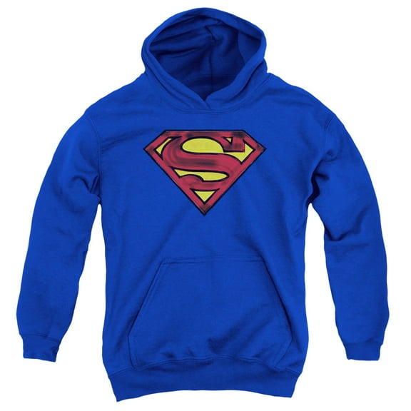 Superman - Charcoal Shield - Youth Hooded Sweatshirt - Small