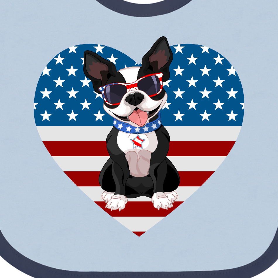 Inktastic Boston Terrier Dog US Flag July 4th Gift Baby Boy or Baby Girl Bib - image 3 of 3