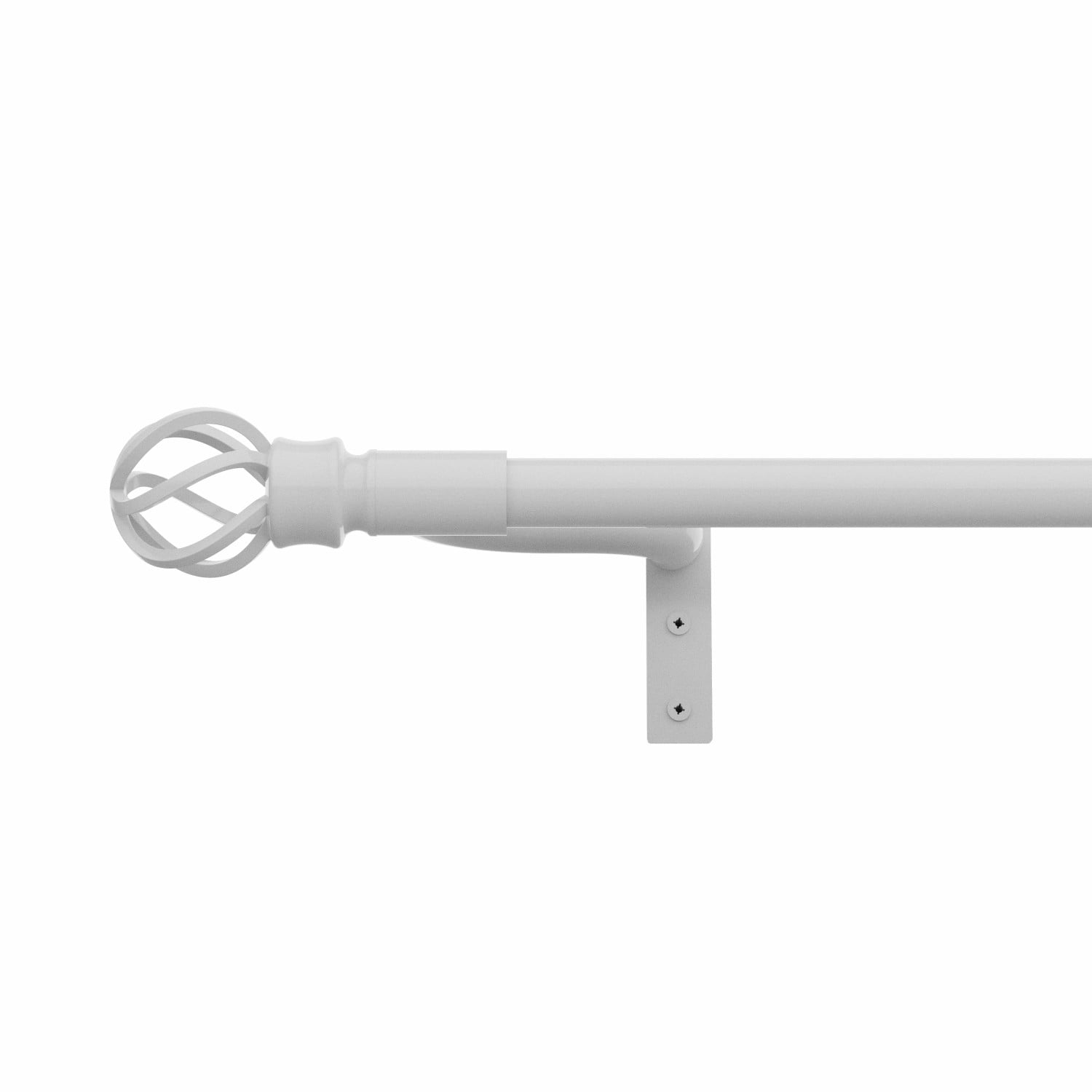 Mainstays Easy Install Café Window Curtain Rod, No Measuring, 48" - 84", with Cage Finials, White