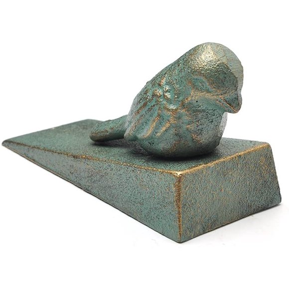 shiyou-Cast Iron Mouse Doorstop - Decorative Rustic Door Stops - Stop Your Bedroom, Bath and Exterior Doors -Bird (Green)
