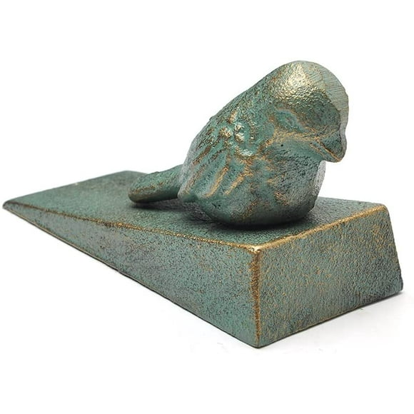 shiyou-Cast Iron Mouse Doorstop - Decorative Rustic Door Stops - Stop Your Bedroom, Bath and Exterior Doors -Bird (Green)