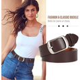 thumbnail image 3 of 2 Paquets De Ceinture En Cuir Denim Pour Femme (noir Et Marron, 120 Cm De Long) Ceinture Pour Femme En Cuir Tendance, Ceinture Dcorative Boucle A, 3 of 5