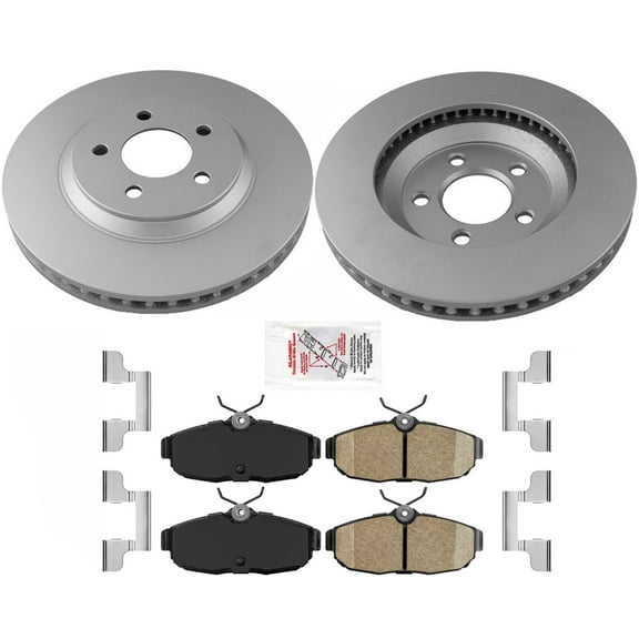 AmeriBRAKES Coated REAR Disc Brake Rotors & Pads For 2005-2010 Ford Mustang GT