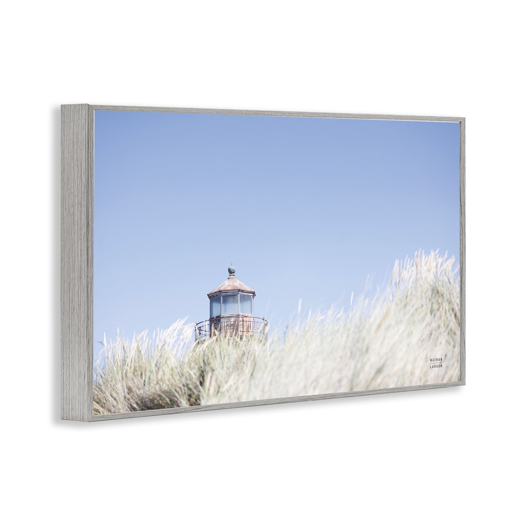 Stupell Industries Peering Over Lighthouse Landscape Photography Gray Framed Art Print Wall Art, 18 x 12