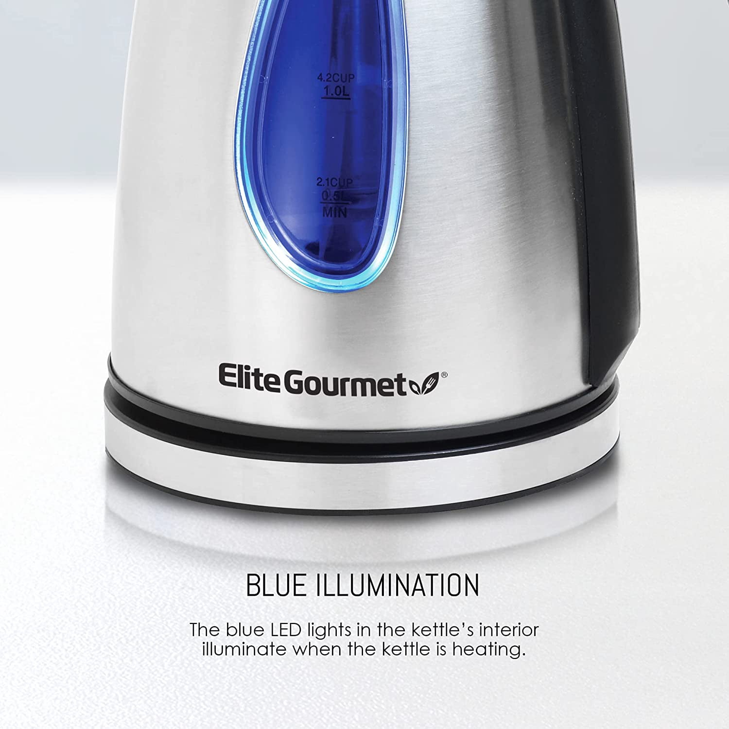 EKT-1271 Ultimate 1.7 Liter Electric Kettle – Stainless Steel Design & Cordless 360 ° Base, Stylish Blue LED Interior, Handy Auto Shut-Off Function – Quickly Boil Water For Tea & More