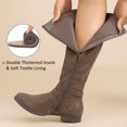 thumbnail image 4 of LOVE STEETLY Women's Knee High Chunky Heel Boots, Side Zipper Round Toe Faux Leather Casual Buckle Comfort Versatile Boot., 4 of 7