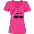 thumbnail image 3 of Inktastic Breast Cancer Awareness I Support My Grandma Pink Ribbon Women's V-Neck T-Shirt, 3 of 5