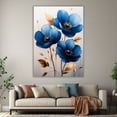 thumbnail image 6 of Mudket Blue with Gold Leaves on Light Background Canvas Wall Art, Framed Ready to Hang, Minimalist Floral Wall Decor for Living Room Bedroom Office, Neutral Botanical Artwork - 12"L x 8"W, 6 of 10