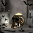 thumbnail image 4 of Halloween Candle,Skull Candle Holder,Skull Candle Gothic Decorations for Home Table Farmhouse Indoor Room Decor Black Skull,Halloween Candlestick Holder Table Decoration Gothic Spooky Skeleton Decor, 4 of 7