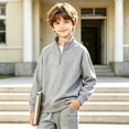 thumbnail image 5 of Enjoytime Quarter Zip Boys Sweatshirts Long Sleeve Pullover Top Kids Casual Fleece Fall Fashion Clothing 3-15Years, 5 of 7