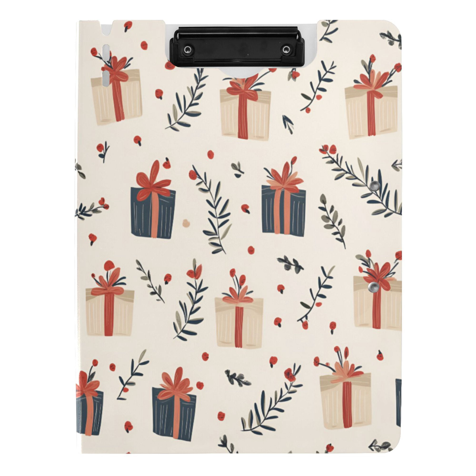 FORMRS A4 Clipboard Folder with Pen Holder Horizontal Foldable School Office Binder, Christmas Gift Pattern