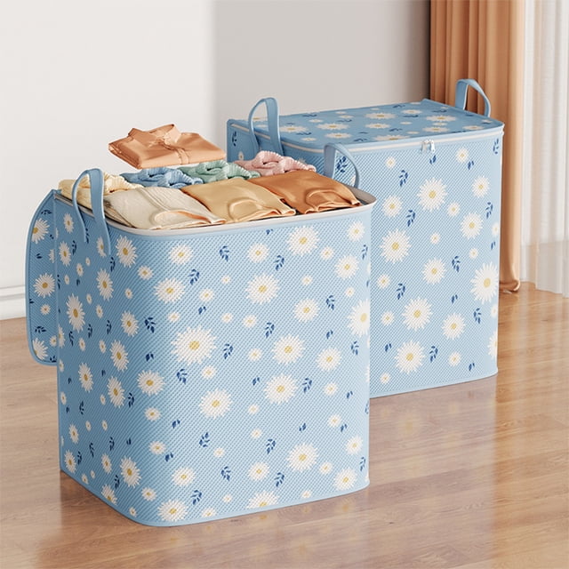 Bolsas de almacenamiento resistentes con asas reforzadas, bolsas de almacenamiento extra grandes para ropa, bolsa de mano con cremallera doble gruesa para ahorrar espacio en viajes.