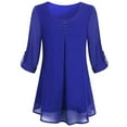 thumbnail image 4 of Colisha Women Workwear Shirt Elegant Formal Chiffon Blouse Buttons Double Layer Tunic Top, 4 of 4