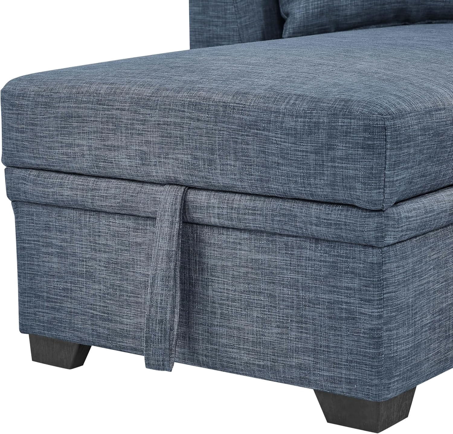 Convertible Sleeper Sofa Bed, 76.5" L Shaped Sectional Couch Pull Out Bed Reversible Storage Chaise Compact Linen Sofa Small Space Apartment Living Room,Dark Blue