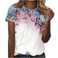 thumbnail image 2 of ICHUANYI Womens Summer Stylish Tops Floral Print Casual T-shirt Short Sleeves Crew Neck Shirts Cloth New Trending, 2 of 6