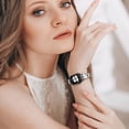 thumbnail image 5 of Bling Plating Bands Women Compatible with Apple Watch 42/44/45/49mm, Diamond Metal Strap, Dressy Rhinestone Sparkle Replacement for iWatch Bands Series Ultra/SE/9/8/7/6/5/4/3/2/1, Black+White, 5 of 6